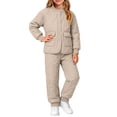 thumbnail image 5 of Afuyipoi Toddler Girls Fall Winter Fleece Lined Quilted Jacket Set Warm Top for Outdoor Play Khaki Size 5T, 5 of 5