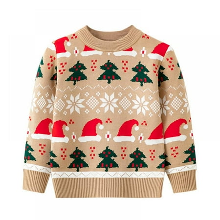 

Xinhuaya Kid Baby Boy Girl Christmas Sweater Elk Print Loose Knit Sweatshirt Pullover Toddlers Fall Winter Clothes 2-7 Years