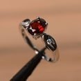 thumbnail image 2 of natural garnet ring wedding ring January birthstone oval cut gemstone red gems sterling silver ring, 2 of 3