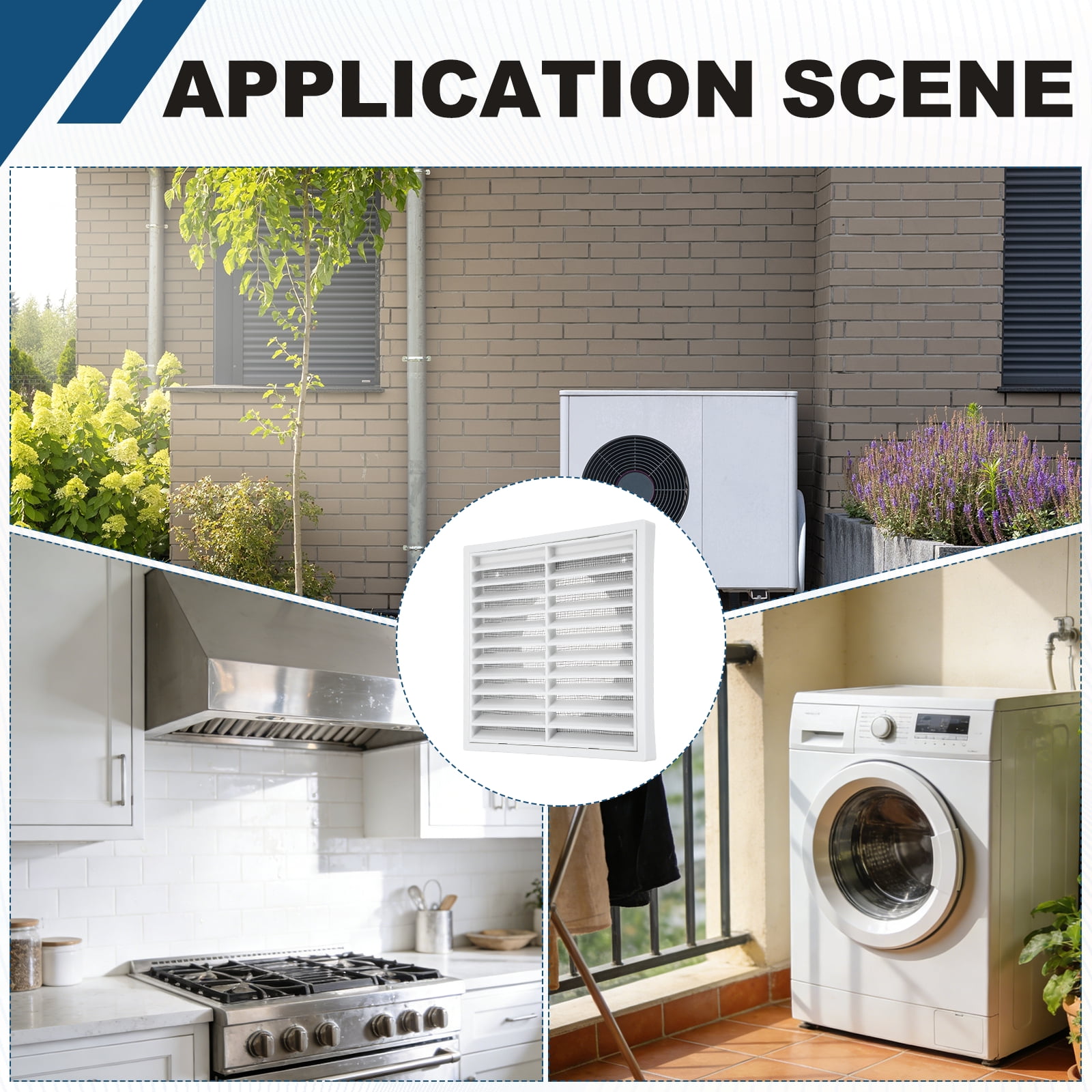 Uxcell 2Set Vent Cover with Screen Mesh (5" Opening, 5.5"L x 5.5"W) - Square Louver Air Wall Vent ABS Plastic Exhaust Ventilation Grille for Central AC/Bathroom/Kitchen/Garage, White