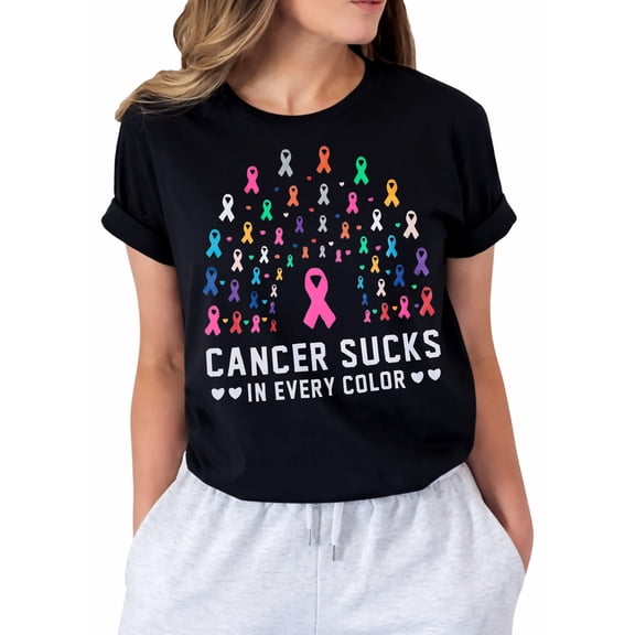Breast Cancer Awareness T-Shirt - Women's Cancer Sucks Tee - Survivor Ribbon Shirt