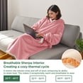thumbnail image 6 of Cozy Comfort Standard Side Split and Belt Wearable Blanket Hoodie, Long Sherpa Fleece Blanket Sweatshirt with Warm Big Hood, Mellow Rose, 6 of 7