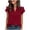 *Wine, variant on ClodeEU Women's Summer V-Neck Ruffle Short Sleeve Top,Solid Color Casual Shirt with Double Layer Sleeves Red,Womens Plus L