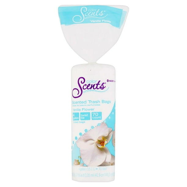 Color Scents Small Trash Bag - 4 Gallon, 70 Bags, Twist Tie - Vanilla