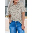 thumbnail image 1 of Women's Leopard Waffle Knit Short Sleeve Top, 1 of 18