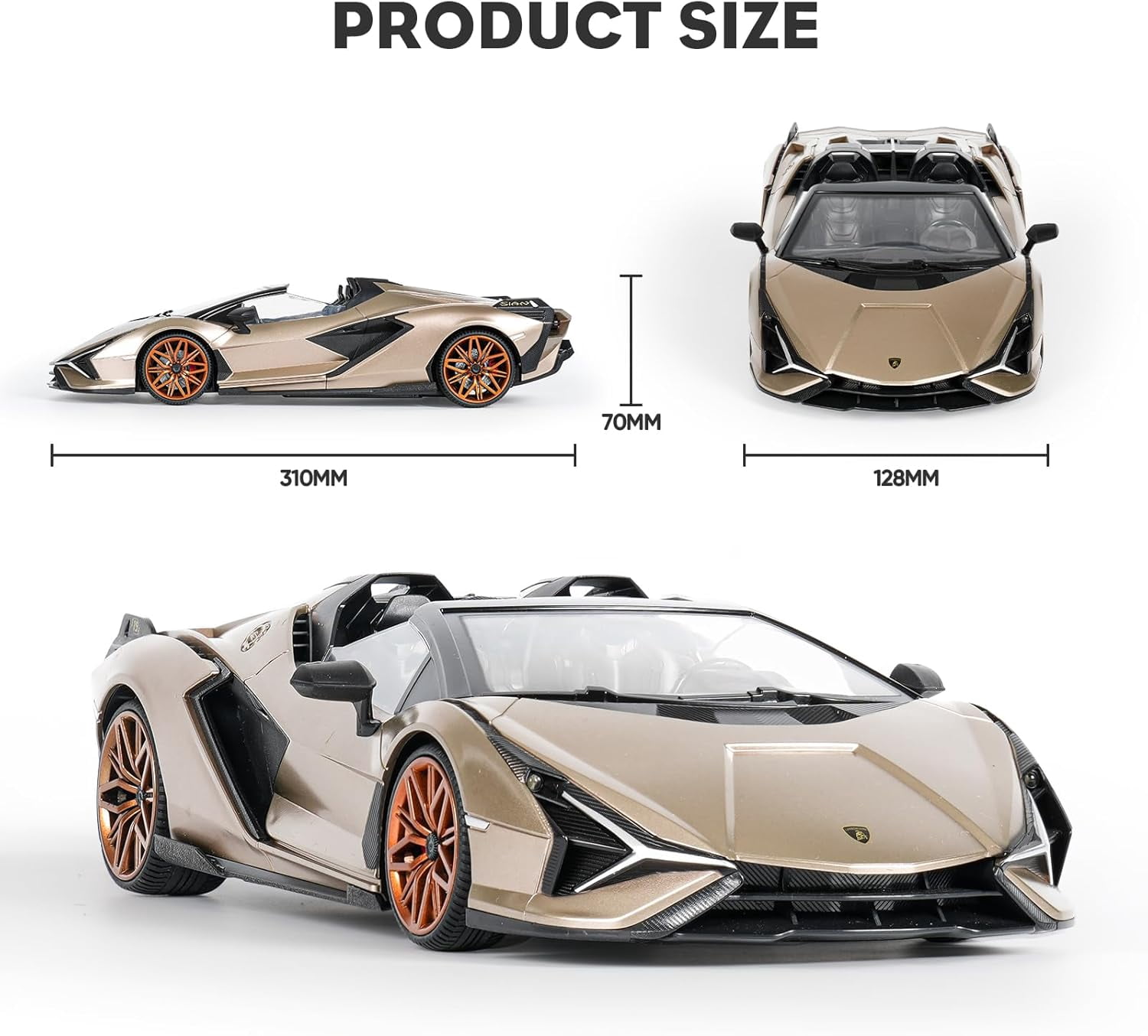 Miebely Lamborghini 1:16 RC Car, 7.4V 500mAh, 12Km/h, 2.4Ghz Model Car for Adults Boys Girls Birthday Ideas Gift(Champagne)