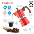 thumbnail image 3 of Moka Pot GROSCHE Milano, 9 tazas, 450 ml, espresso rojo para estufa, 3 of 9