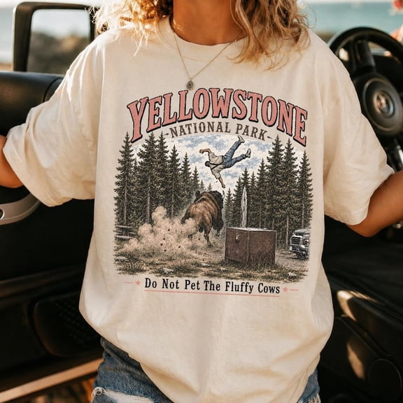 Do Not Pet The Fluffy Cows Shirt, Yellow.stone Tee, Funny Meme Buffalo National Park Shirt