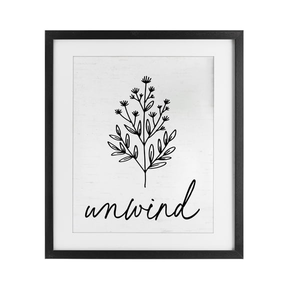 Bathroom Herb Unwind Black Framed Print Under Glass, design by Lettered and Lined