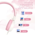 thumbnail image 5 of Kids Headphones, 85/94dB Safe Volume Headphones for School, over Ear Kids Wired Headphones with Built-in Microphone, Noise Isolation, Adjustable Wired Headphones for Girls, Kids, Tablet, Pink & White, 5 of 10