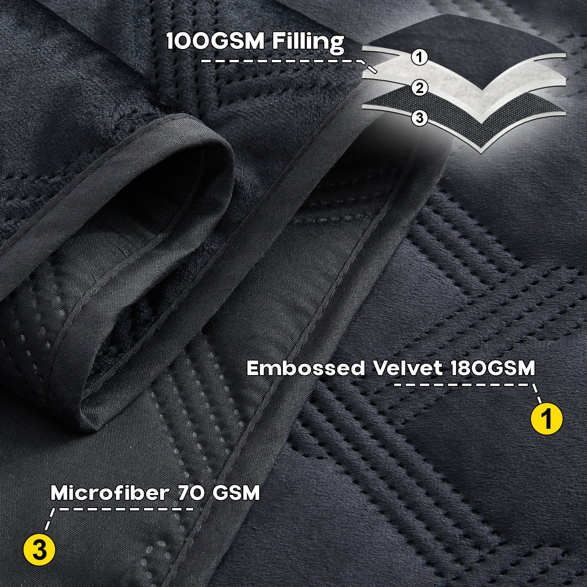 Ameha Velvet Bedspread King Size 3 Piece Set Black Geometric Quilt Ultra Soft Lightweight Reversible Washable Bedding 350GSM