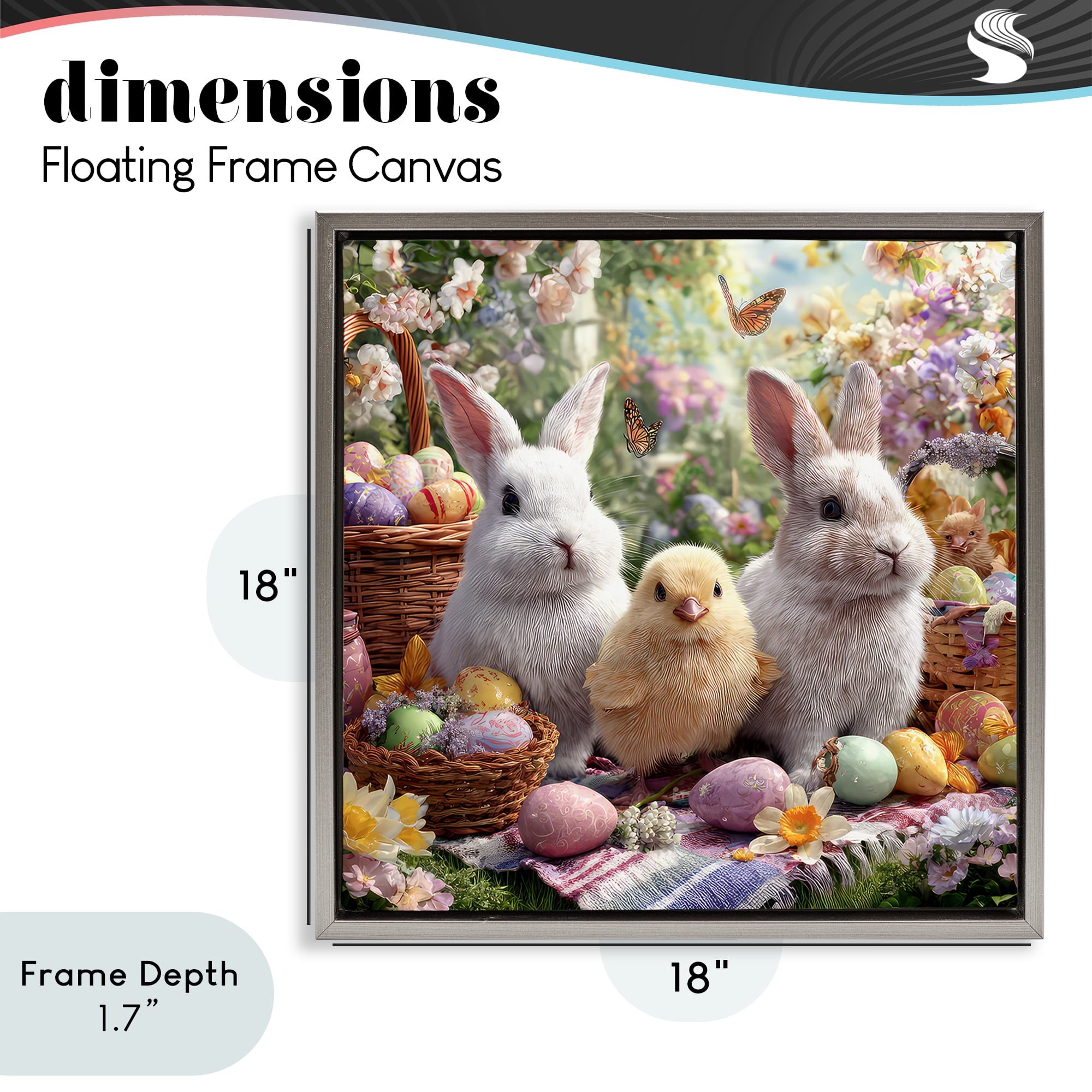 Stupell Industries Easter Animals & Eggs Gray Framed Floater Canvas Wall Art, design by The Wands Want