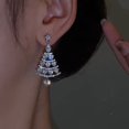 thumbnail image 3 of Pendientes de árbol de Navidad con diamantes brillantes para mujer, de plata 925, con aguja, elegantes, elegantes y a juego con la cara, finos, 3 of 5