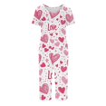thumbnail image 3 of Valentines Pajamas for Women Cute Love Heart Print Valentine's Day Loungewear Set Short Sleeve Shirts & Capri Pants Pj Sets Sleepwear with Pockets, 3 of 5