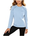 thumbnail image 3 of Eltusu Girls Sun Protection Tops, Crew Neck Quick Dry UPF50+ Casual Long Sleeve Rash Guard Sky Blue Size 14-16 T, 3 of 9