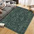 thumbnail image 2 of Area Rugs for Living Room Bedroom, Large Washable Rug, Vintage Floral Boho Non Slip Low Pile Carpet Indoor Dining Room and Kids Room Dark Green 6 * 9 ft, 2 of 9