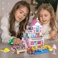 thumbnail image 4 of Set de construcción HSANHE Pink Girls Seaside Beach Villa 822 piezas, 4 of 6