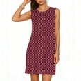 thumbnail image 3 of Sentmoon Robe d'Été Grande Taille Formelle Sans Manches à Col Rond Robes Soleil pour Femmes 2026 Vacances Printemps Imprimé à Pois Coupe Régulière Longues Robes pour Femmes Confortables pour l'Été et Temps Chaud Bourgogne G, 3 of 7