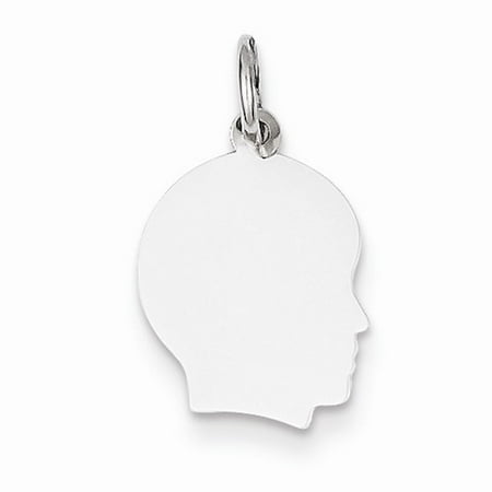 14k White Gold Plain Small Facing Right Engravable Boy Charm Pendant