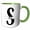Green/White, variant on 3drose, Bold Script Monogram S - Shaw, 11oz Two-tone Green Mug
