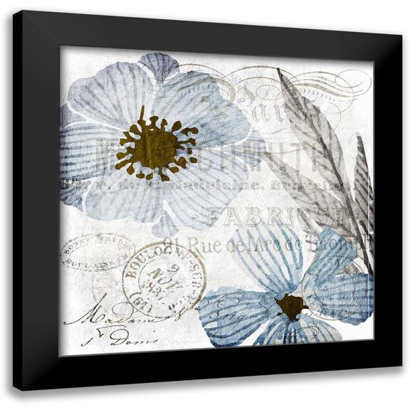 Kimberly, Allen 12x12 Black Modern Framed Museum Art Print Titled - Soft Floral Blue 2