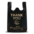 thumbnail image 1 of ysmile 150 bolsas de plástico pequeñas de agradecimiento para tiendas de pequeñas empresas, bolsa de compras de plástico desechable con asa, resistente a granel, 7 x 15 pulgadas, color negro, 1 of 4