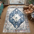 thumbnail image 4 of Lahome Decor 3'x5' Area Rug for Living Room,Machine Washable Non Slip Inside Floor Mat,Vintage Rug,Low Pile Lightweight Vintage Rug for Bedroom Dining Room Office Farmhouse,Blue, 4 of 9