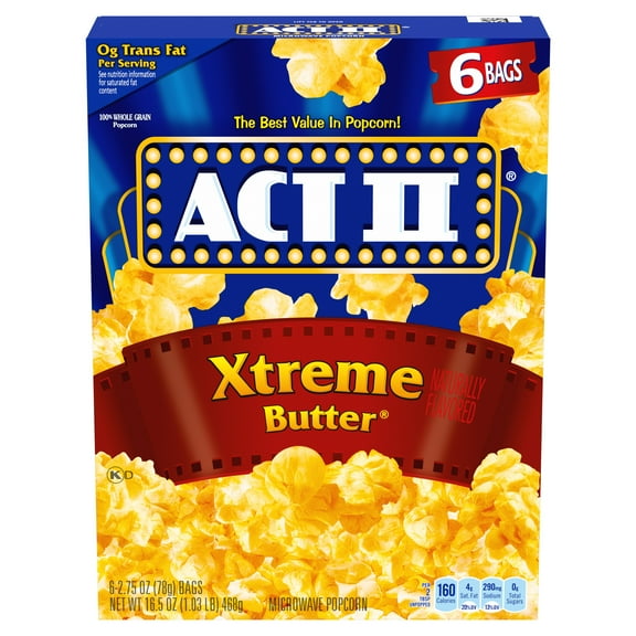 3 Pack of ACT II Xtreme Butter Microwave Popcorn Bags - 6 ct (Packaging Varies)