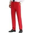thumbnail image 4 of INSPIRE CHIC Solid Dress Pants for Men's Business Button Closure Flat Front Formal Trousers Red 30, 4 of 5
