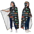 thumbnail image 2 of Wearable Blanket,Cartoon Traffic Vehicles Planes Black Pattern Hooded Wearable Flannel Blanket for Adults & Teens with Buckle,Winter Poncho Shawl Wrap Cape,60"x80", 2 of 5