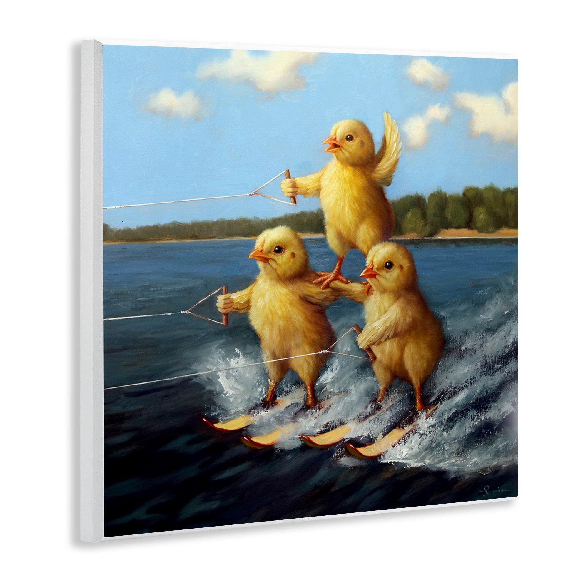 Stupell Industries Water Skiing Chicks Coastal Painting Unframed Art Print Wall Art, 12 x 12