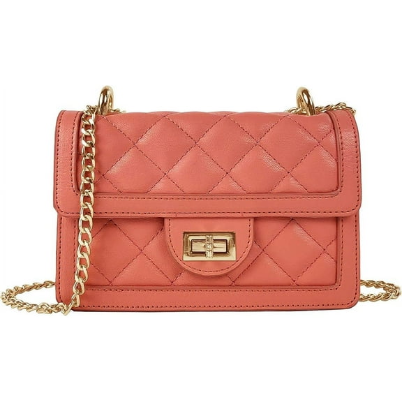 Chic Quilted Crossbody Bag for Women - Designer Mini Shoulder Purse with Phone Pocket (Color:Orange)