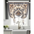 thumbnail image 5 of Southwestern Boho Tie Up Curtains for Window, Thermal Insulted Balloon Shade Adjustable Rod Pocket Curtains Valance Panels for Kitchen Bathroom Cafe 42 x 54 Blue Brown Retro Geometric Ethnic, 5 of 6