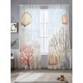 thumbnail image 2 of Retro Ocean Sheer Curtains 96 Inch Long 2 Panels, Beach Coral Shell Sand Coastal Conch Light Filtering Rod Pocket Curtains, Sheer Voile Drapes for Living Room Bedroom, 52"x96", 2 of 8