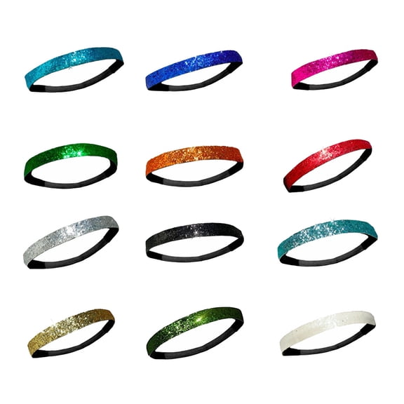 MUSEYA 12pcs Sparkly Hair Bands for Girls Holds Hair Back during Festivals Cosplay Party Candy Colors