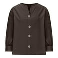 thumbnail image 4 of Enjoytime Womens Button Down Shirt Solid Color V-Neck Long Sleeve Tops Loose Business Casual Blouses, 4 of 6