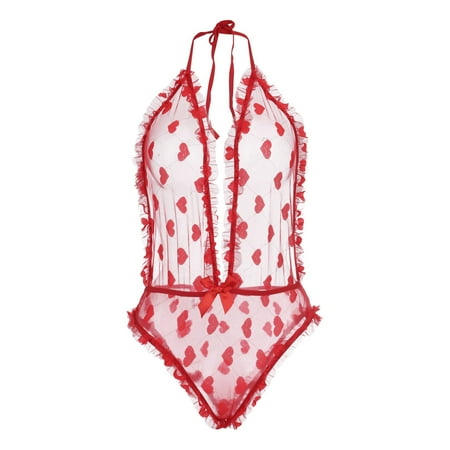 

JDEFEG Lingerie for Women and Corset Lingerie for Women Underwear Polyester Heart Embroidery Daily Woman Petite Lingerie Set 32B Womens Lingerie Polyester Red S