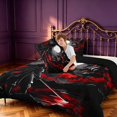 thumbnail image 4 of Manfei Japanese Dragon Animals King Size Comforter Sets,Moon Samurai Comforters King Size,Black Red,Black Reversible,3-Piece,1 Comforter and 2 Pillowcases, 4 of 7