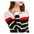 thumbnail image 3 of MAISON JULES Womens Red Striped Long Sleeve Jewel Neck Sweater Size: L, 3 of 4
