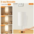 thumbnail image 3 of Luniquz Bedside Lamp, Touch Control Table Lamp with USB A+C Charging Ports & AC Outlet 3-Way Dimmable Nightstand Lamp with Linen Fabric Shade for Bedroom Living Room with Light Bulb Gray, 3 of 7