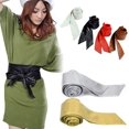thumbnail image 3 of Dress Choice Woman Wide Faux Leather Belt Obi Style Belt Self Tie Belt Bowknot Waistband for Dress, 3 of 8