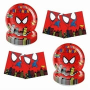 40pcs Spiderman Party Supplies include 20 plates, 20 napkins for the Spiderman Birthday party decoration