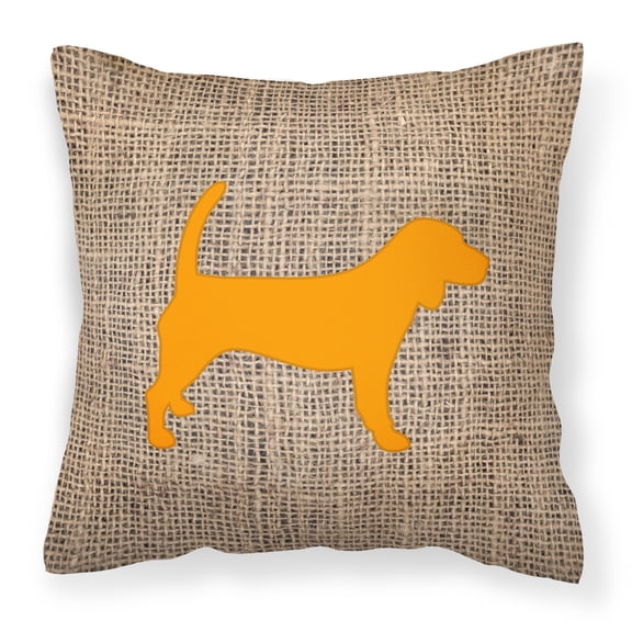 Carolines Treasures BB1087-BL-OR-PW1414 Beagle Burlap and Orange   Canvas Fabric Decorative Pillow BB1087 14Hx14W