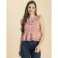 thumbnail image 2 of Moomaya Sleeveless V Neck Printed Georgette Top - Women's Trendy Peplum Top, 2 of 9