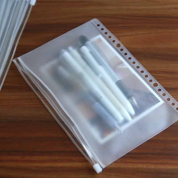 CTIRCHIU 5-Pack Clear PVC Zipper Binder Pouches for Organized File Storage and Document
