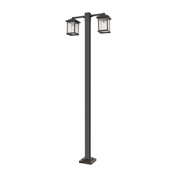 Z-Lite Portland 2 Light Seedy Glass Aluminum Outdoor Lamp Post in Bronze