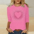 thumbnail image 1 of Meichang Chemises pour Femmes Joyeuse Saint-Valentin Hauts Amusants T-Shirts Graphiques de la Saint-Valentin T-Shirts de Vacances Hauts de la Saint-Valentin Manches 3/4 Col Rond Blouses, 1 of 4