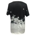 thumbnail image 5 of ICHUANYI Clearance Adult Fashion Woman V-Neck Short Sleeve Tops T-Shirt Flower Prints Loose Short(Black, XL) ICHUANYI WER2023080809598, 5 of 5
