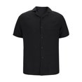 thumbnail image 4 of Nebwoak Mens Linen Beach Shirts- Holiday Short Sleeve V-Neck Casual Button Down Shirts with Pocket Black Size 2XL, 4 of 6