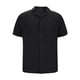 thumbnail image 3 of Playera Elvqul de Hombre Liso Manga Corta Casuales Solapa Lino Abotonada Negro, 3 of 5